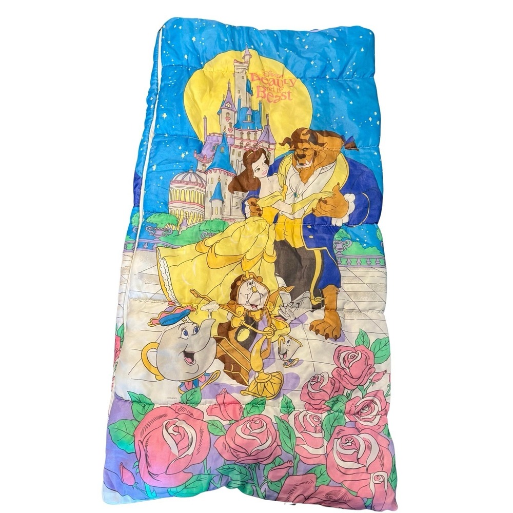 Vintage Beauty‎ & The Beast Sleeping Bag Belle 1990s Disney 27x55